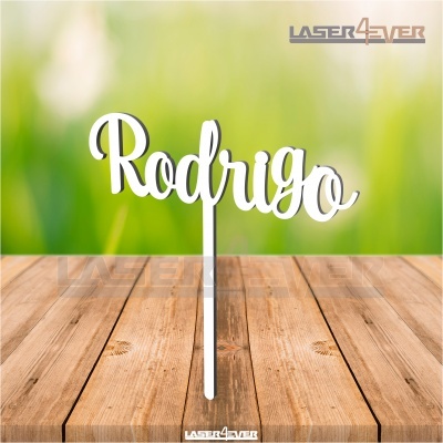 Topo de Bolo Madeira - Nome Rodrigo