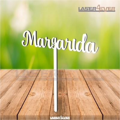 Topo de Bolo Madeira - Nome Margarida