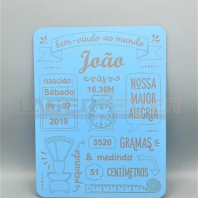 Placa Dados de Nascimento