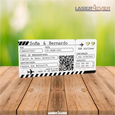 Convite Casamento - Bilhete Avião