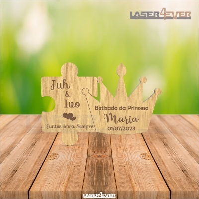 Íman Lembrança Casamento - Peça Puzzle Coroa