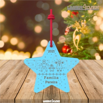 Bola de Natal - Estrela Nome Família Ano Personalizado