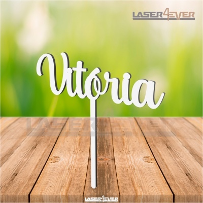 Topo de Bolo Madeira - Nome Vitória