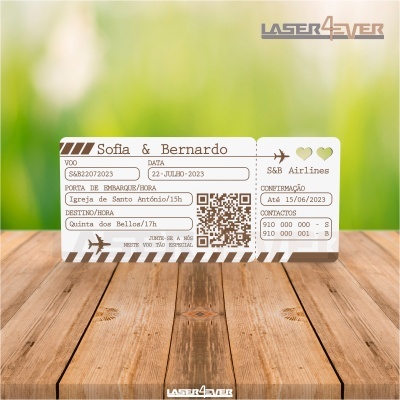 Convite Casamento - Bilhete Avião