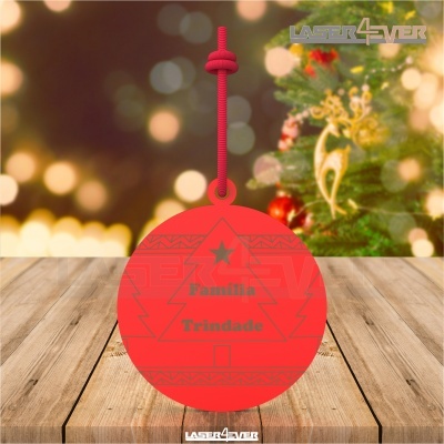 Bola de Natal - Pinheiros Nome Família Personalizado