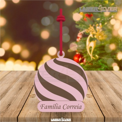Bola de Natal - Riscas Nome Família Personalizado