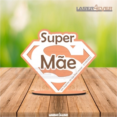 Placa Super Mãe - Nome e Data Personalizáveis