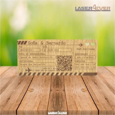 Convite Casamento - Bilhete Avião