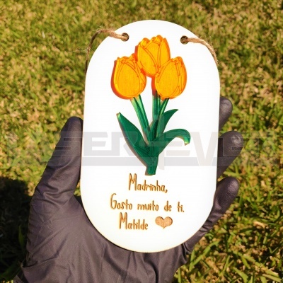 Placa Tulipa - Lembrança Dia de Ramos
