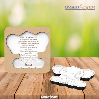 Convite Batismo - Contorno Elefante Menino