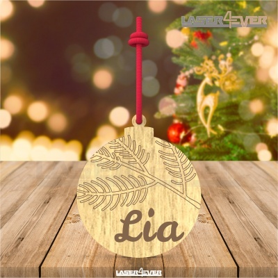 Bola de Natal - Folhas Nome Personalizado