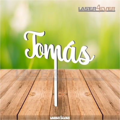 Topo de Bolo Madeira - Nome Tomás