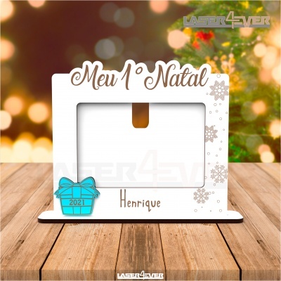 Moldura - O meu Primeiro Natal - Nome e Ano Personalizado
