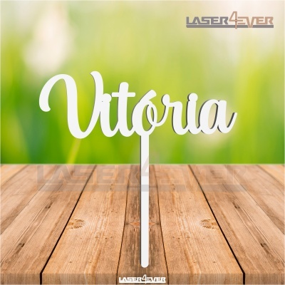 Topo de Bolo Madeira - Nome Vitória