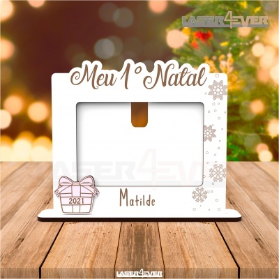 Moldura - O meu Primeiro Natal - Nome e Ano Personalizado
