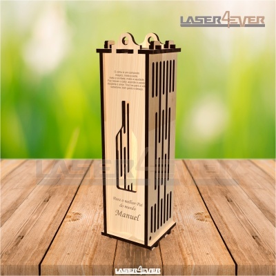 Caixa para Garrafa de Vinho - Frase Personalizável