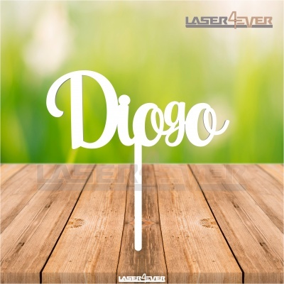 Topo de Bolo Madeira - Nome Diogo