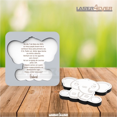 Convite Batismo - Contorno Elefante Menino