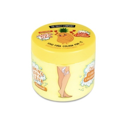 Esfoliante corporal The Fruit Company Piña Colada 200 ml amarelo com abacaxi e pernas desenhadas