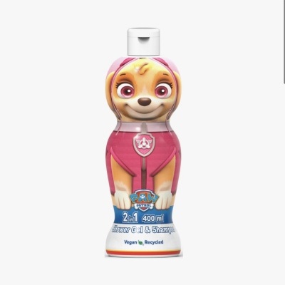 Frasco de gel de banho e champô 2 em 1 com personagem Skye da Patrulha Pata