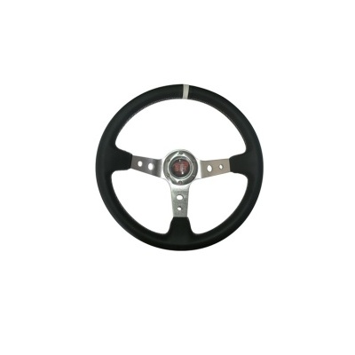 Volante BTR 350MM Pele Cinza/Branco