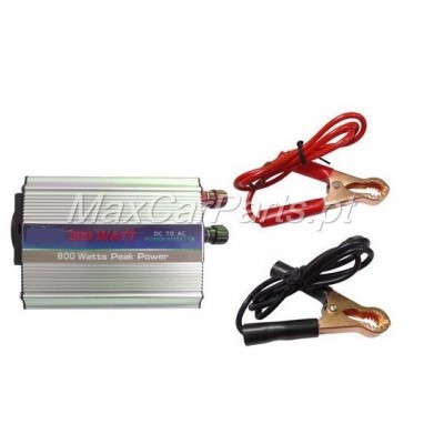 Inversor de tensão DC para AC 800 watts com cabos e garras crocodilo
