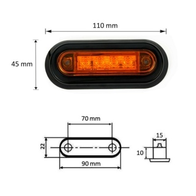 Marcador Led 12/24V Laranja