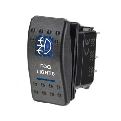 Interruptor preto para luzes de nevoeiro com texto e símbolo