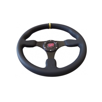 Volante BTR 350MM Pele Preto/Amarelo