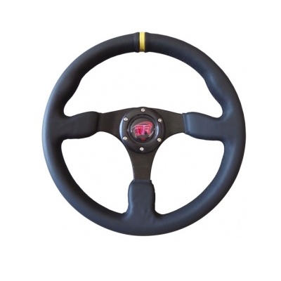 Volante BTR 350MM Pele Preto/Amarelo