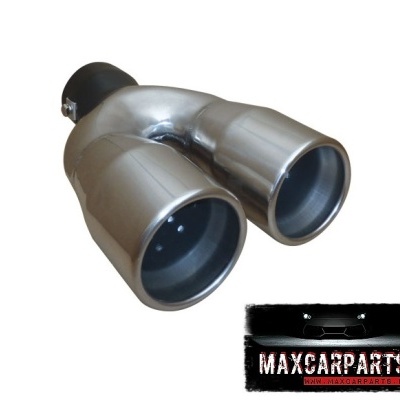 Saída dupla de escape metálica prateada com logótipo MAXCARPARTS