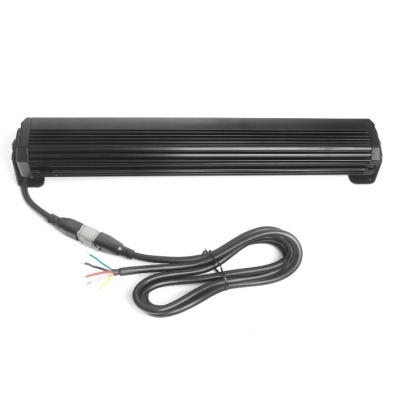 Barra de luz LED preta com cabo preto e fios coloridos expostos