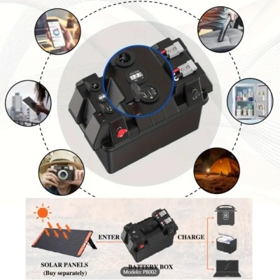 Caixa Bateria Dupla Portátil 12V