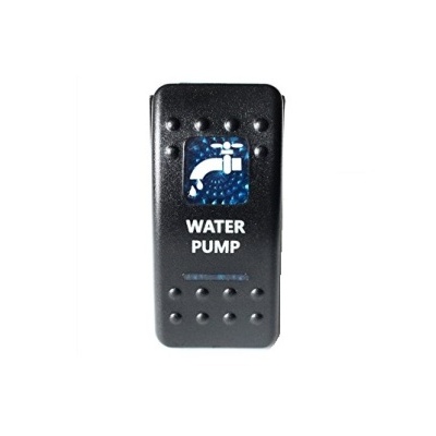 Interruptor preto para bomba de água com ícone de torneira e texto