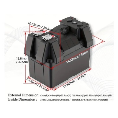 Caixa Bateria Dupla Portátil 12V