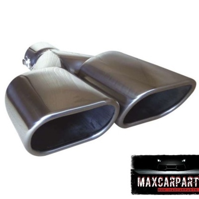 Escapamento automóvel metálico com duas saídas ovais e logotipo MAXCARPARTS