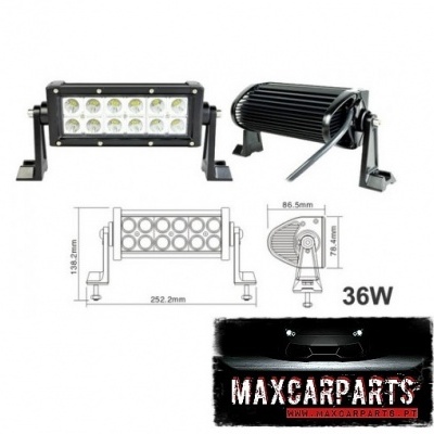 Luz LED retangular preta para automóvel com 10 LED e suportes ajustáveis