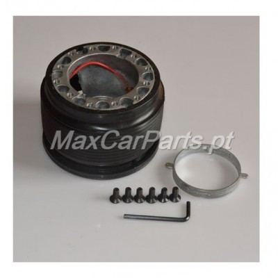 Acessório automóvel preto e prata com parafusos e chave Allen