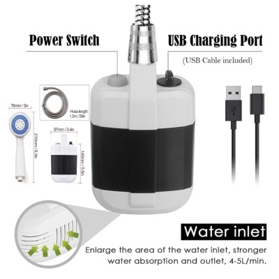 Kit Chuveiro Portátil Bateria