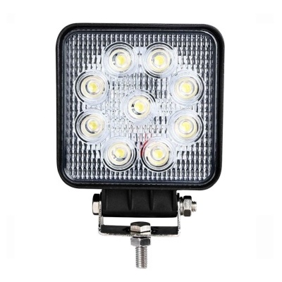 Luz LED quadrada preta com nove LEDs visíveis