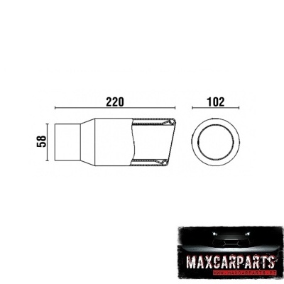 Desenho técnico preto e branco de um tubo cilíndrico com dimensões