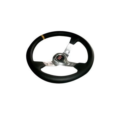 Volante BTR 350MM Pele Cinza/Amarelo