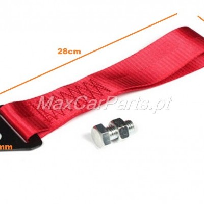 Fita vermelha para reboque de carro com parafuso