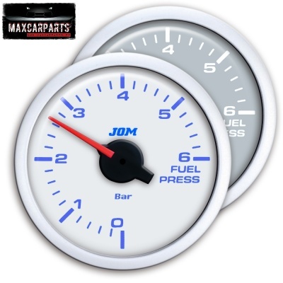 Manómetro de pressão de combustível JOM com mostrador branco e ponteiro vermelho