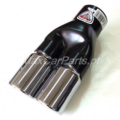 Extensão de escape automóvel preta com duas saídas cromadas
