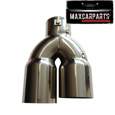 Extensão de escape cromada com duas saídas e logo MAXCARPARTS