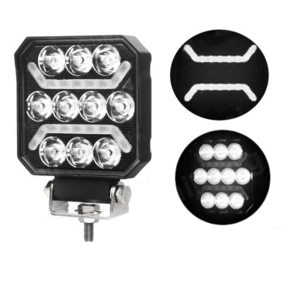 Luz LED quadrada preta com suporte metálico