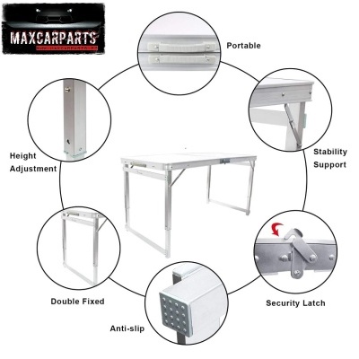Mesa dobrável alumínio 120 x 60 cm