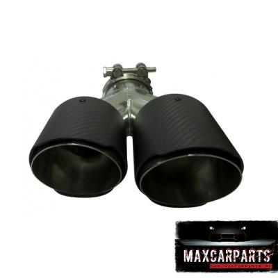 Escape automóvel com ponteiras duplas pretas e logotipo MaxCarParts