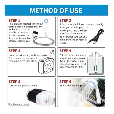 Kit Chuveiro Portátil Bateria